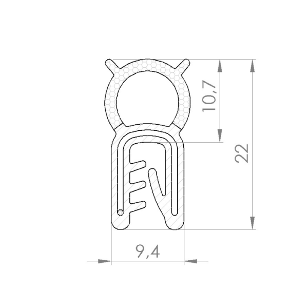 EPDM-Weichgummi-Kantenschutz und EPDM-Moosgummi-Dichtschlauch, Klemmbereich 1,0-3,0 mm, schwarz